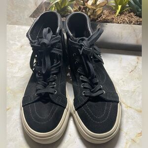 Vans black suede mocasines high top tassels Men 5 Women 6.5